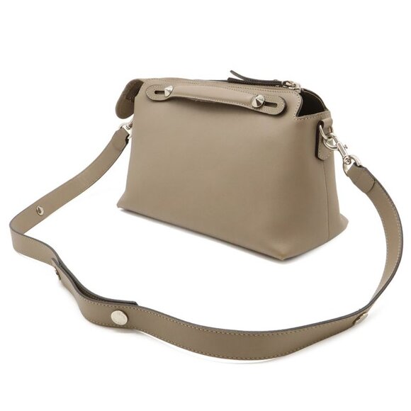 Fendi by the Way 2-Way Shoulder Bag Leather Grey Silver Greige - Picture 2 of 9